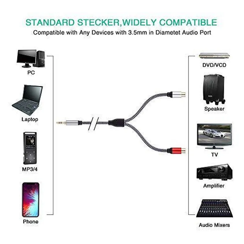Trs 3.5Mm To 2 Female Rca Q-Hd75