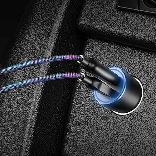 USAMS C6 5.4A PD QC3.0 Type C Fast Car Charger With LED Light For iPhone X S9 Xiaomi Mi8 Oneplus 6