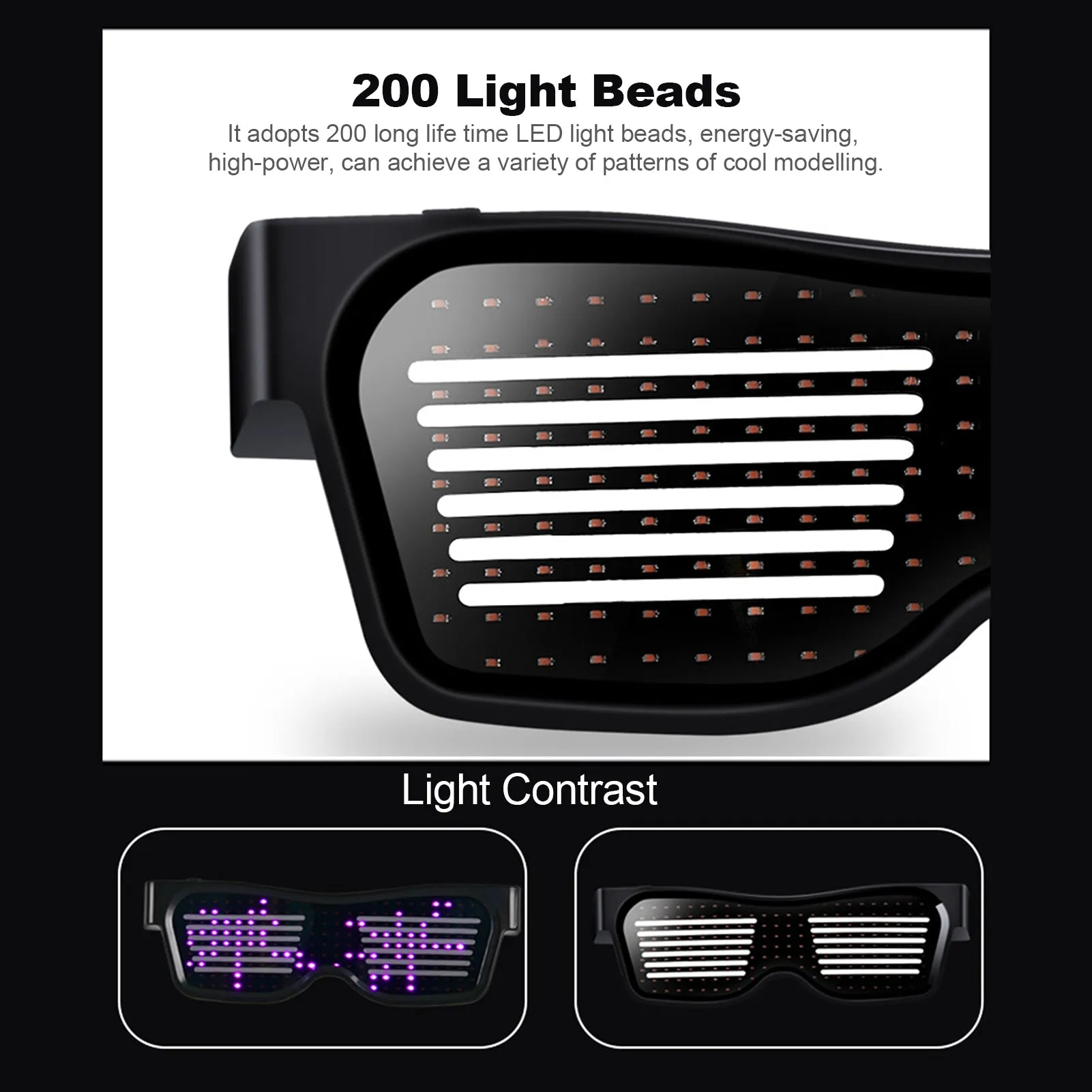 USB Chargeable LED Light Glasses