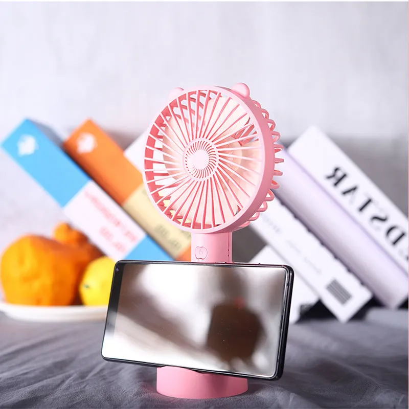 USB fan mini fan handheld mobile phone bracket charging F7 small students desktop gifts with base