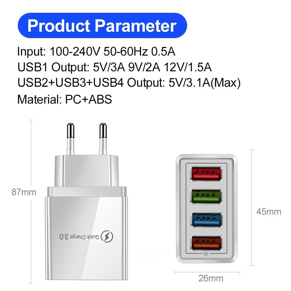 USB Fast Phone Tablet Portable Wall Adapter
