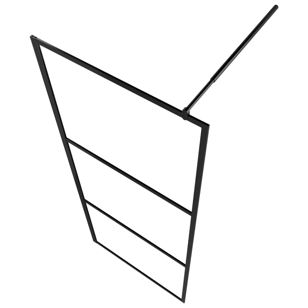 vidaXL Walk-in Shower Wall with Shelf Black 100x195 cm ESG Glass&Aluminium