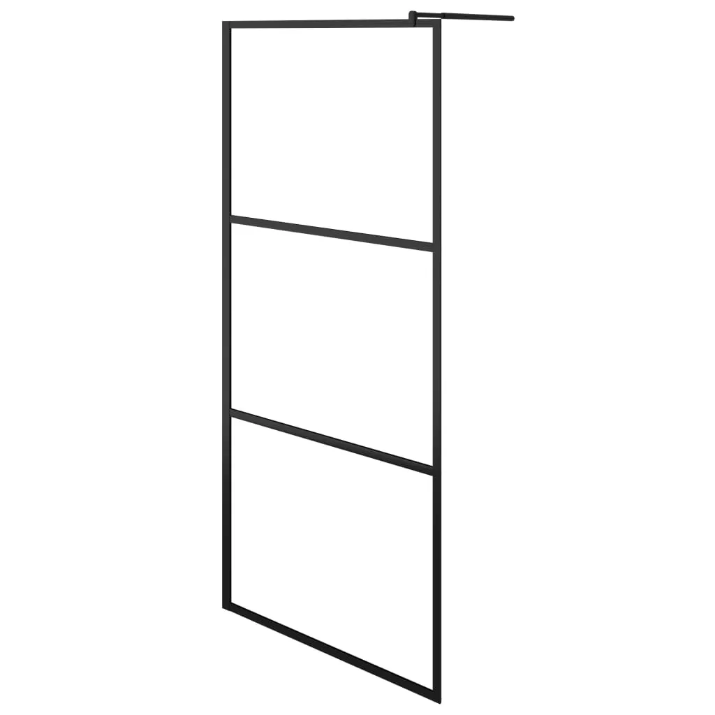 vidaXL Walk-in Shower Wall with Shelf Black 100x195 cm ESG Glass&Aluminium