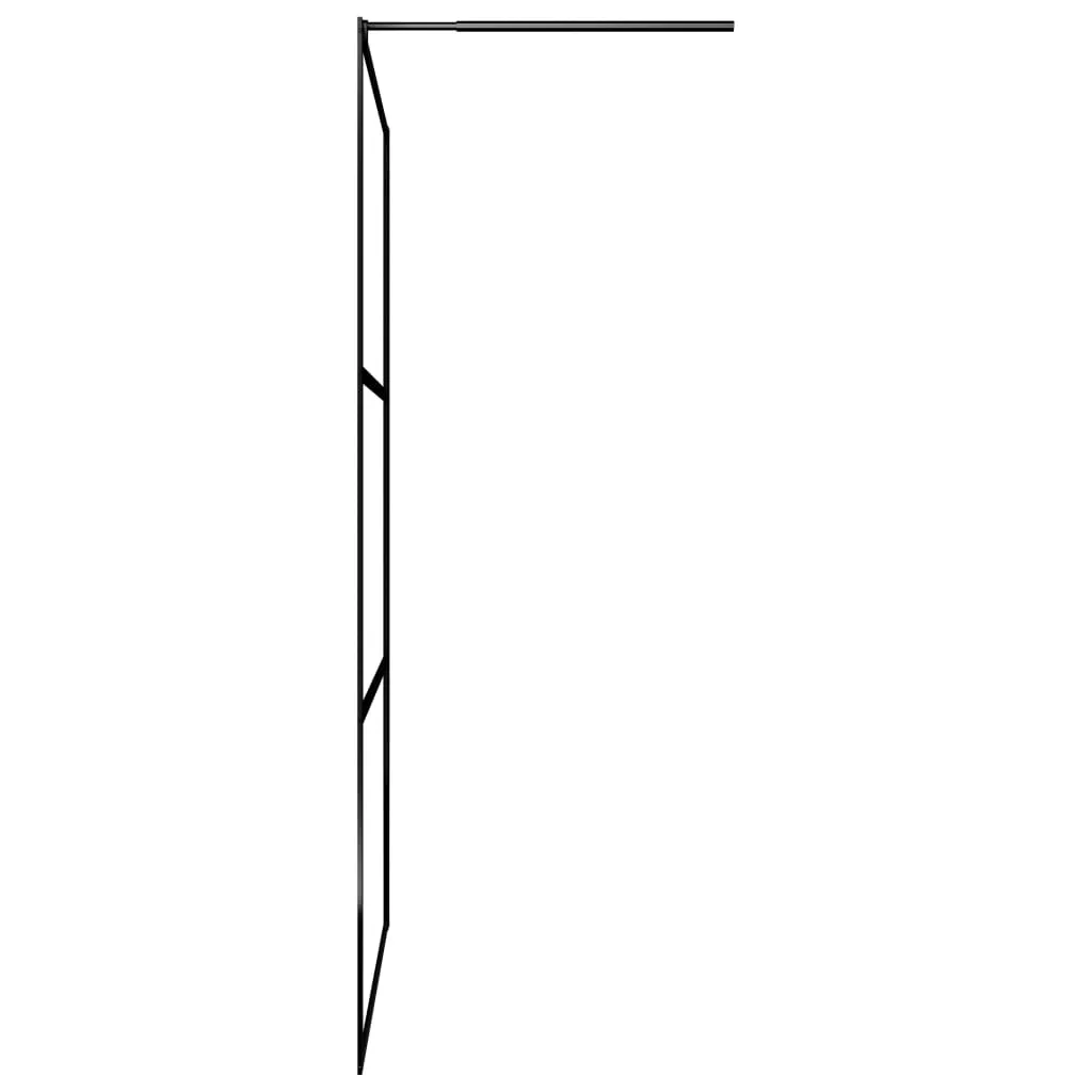 vidaXL Walk-in Shower Wall with Shelf Black 100x195 cm ESG Glass&Aluminium