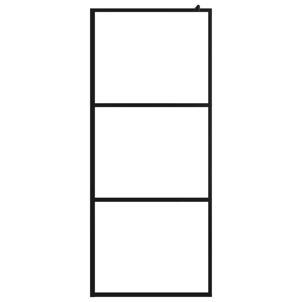 vidaXL Walk-in Shower Wall with Shelf Black 100x195 cm ESG Glass&Aluminium