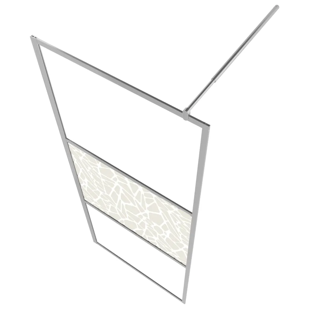 vidaXL Walk-in Shower Wall with Shelf Chrome 115x195 cm ESG Glass&Aluminium