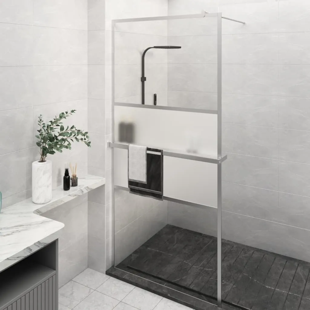vidaXL Walk-in Shower Wall with Shelf Chrome 80x195 cm ESG Glass&Aluminium