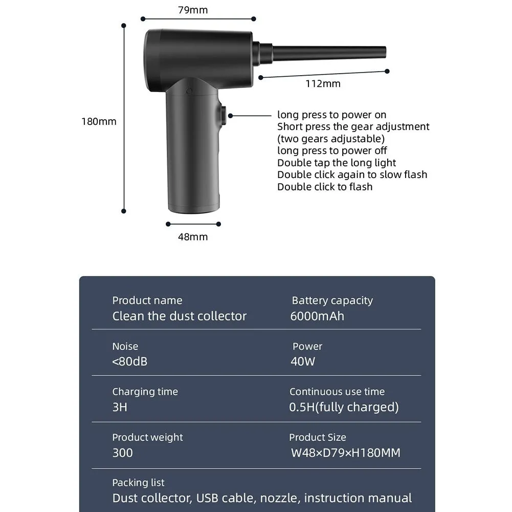 Wireless Portable Car Air Pump 50000 Rpm Outdoor Blowing And