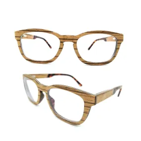 Zebra Wood Glasses with Amber Arm